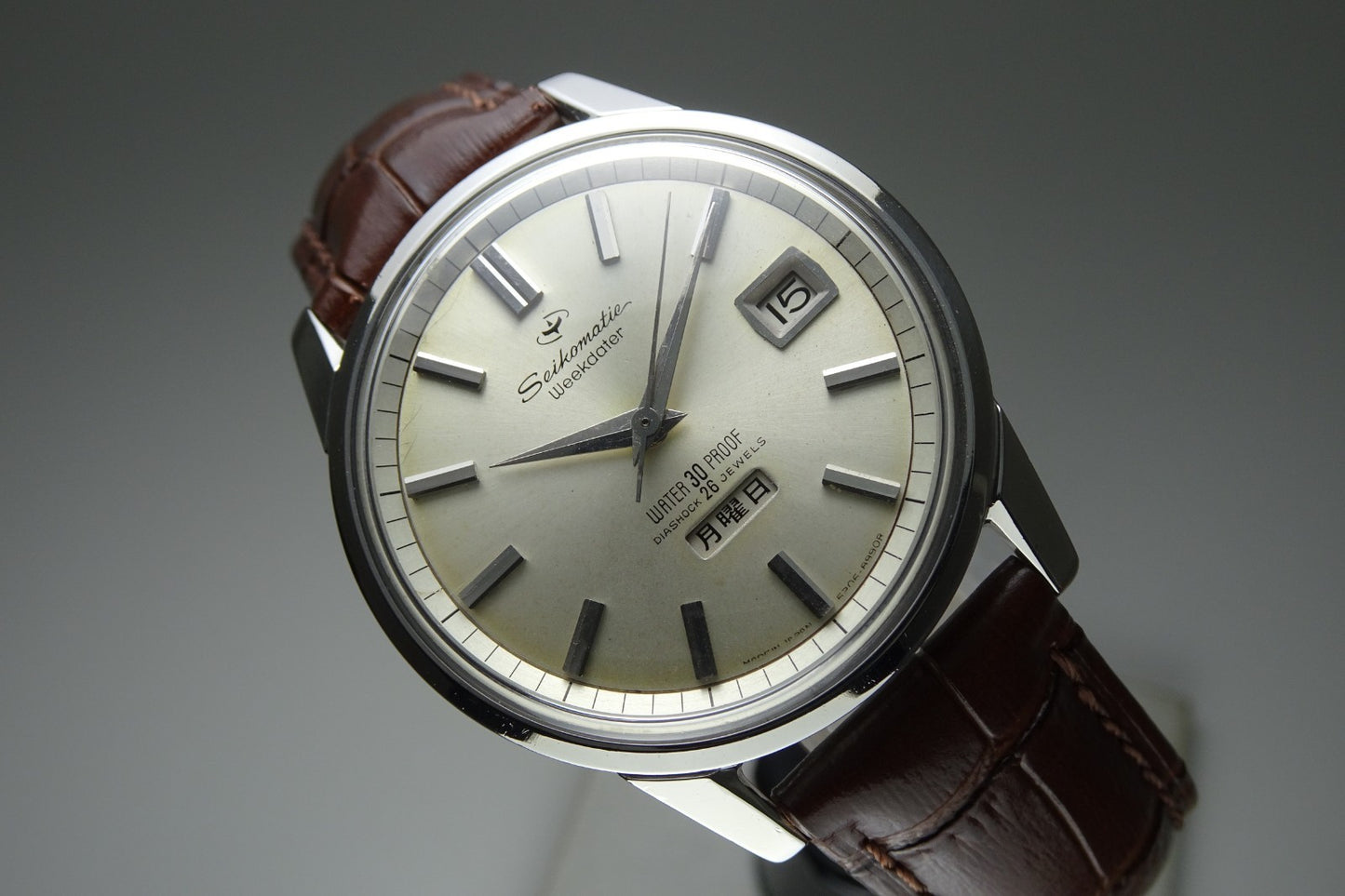 Vintage 1965 JAPAN SEIKO SEIKOMATIC WEEKDATER 6206-8990 26Jewels Automatic.