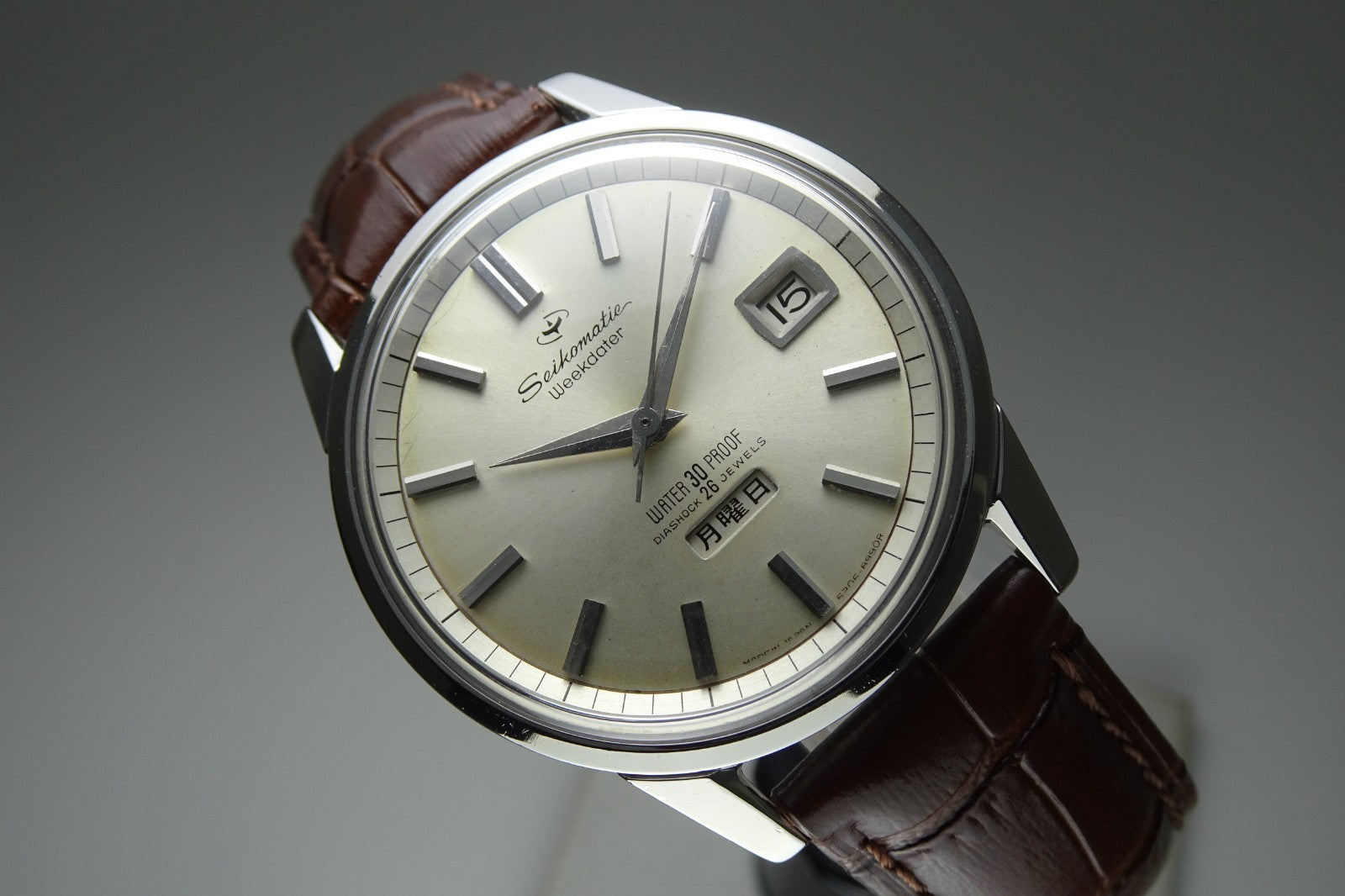 Vintage 1965 JAPAN SEIKO SEIKOMATIC WEEKDATER 6206-8990 26Jewels Automatic.