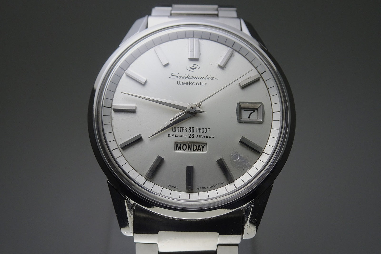 Vintage 1965 JAPAN SEIKO SEIKOMATIC WEEKDATER 6206-8990 26Jewels Automatic.
