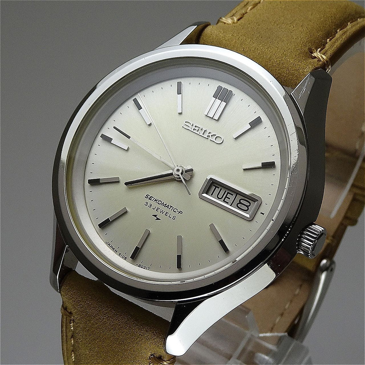 Vintage 1969 JAPAN SEIKO SEIKOMATIC-P WEEKDATER 5106-8020 33Jewels Automatic.