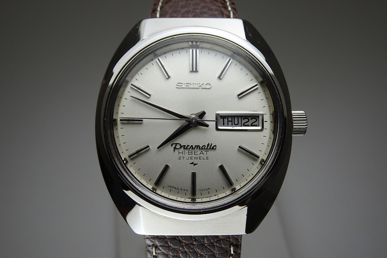 Vintage 1970 JAPAN SEIKO PRESMATIC WEEKDATER 5146-7040 27Jewels Automatic.