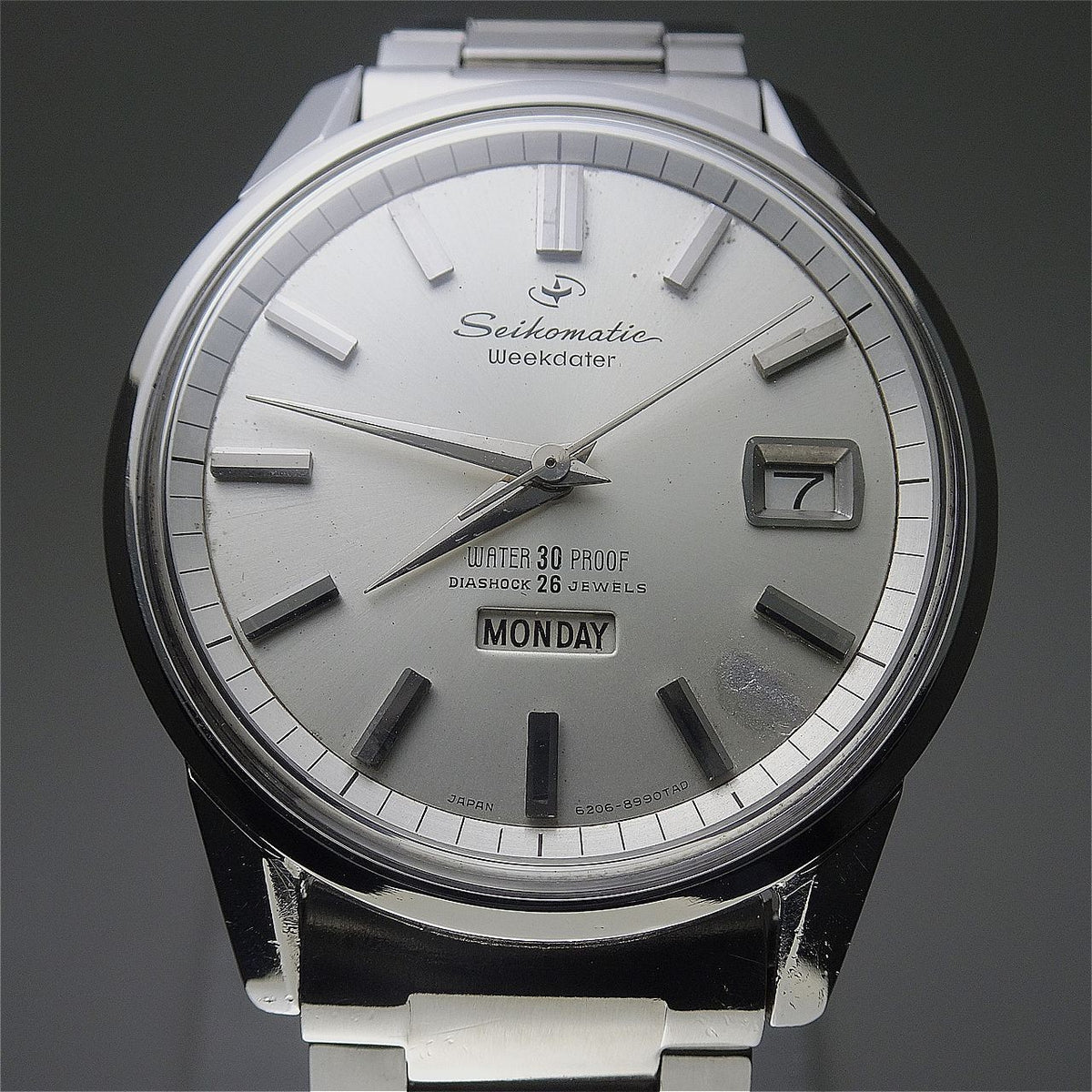 Serviced Vintage 1965 JAPAN SEIKO SEIKOMATIC WEEKDATER 6206-8990 26J Automatic.