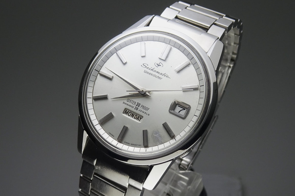 Vintage 1965 JAPAN SEIKO SEIKOMATIC WEEKDATER 6206-8990 26Jewels Automatic.
