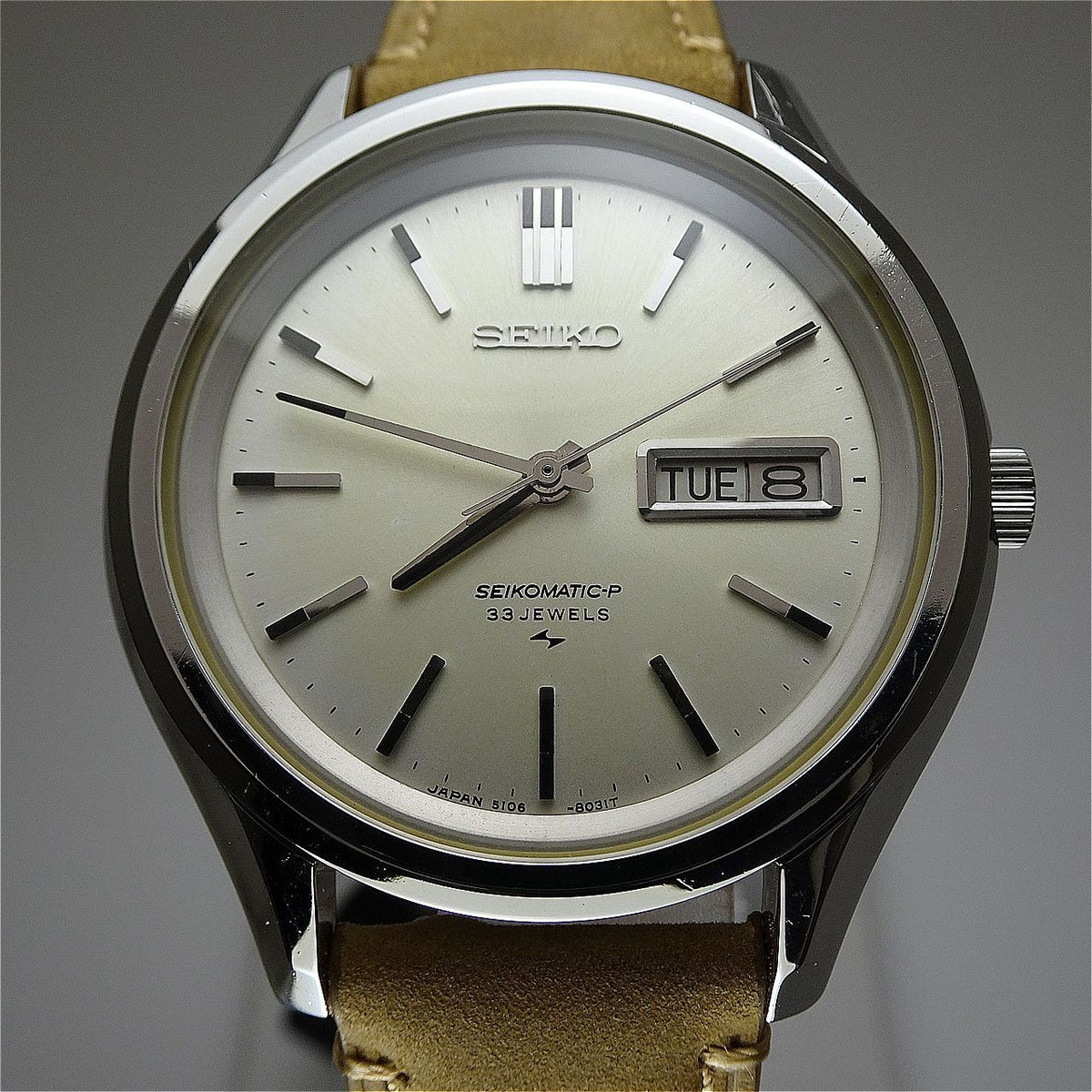 Vintage 1969 JAPAN SEIKO SEIKOMATIC-P WEEKDATER 5106-8020 33Jewels Automatic.