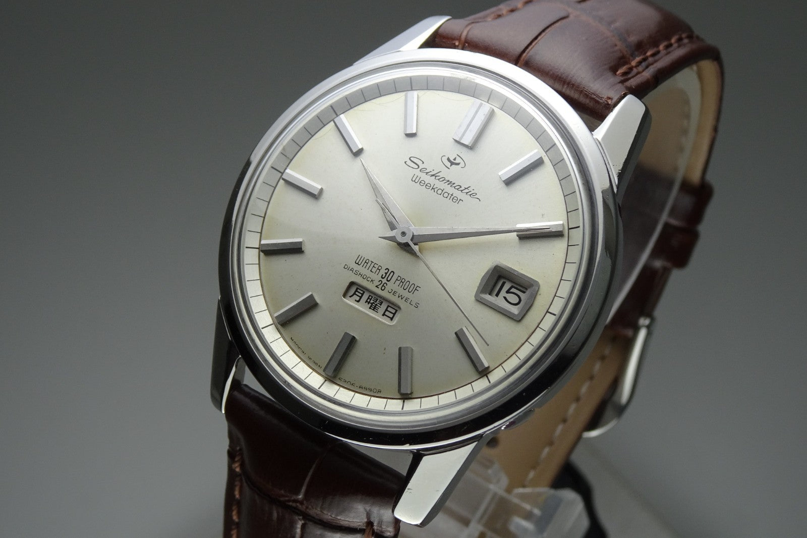 Vintage 1965 JAPAN SEIKO SEIKOMATIC WEEKDATER 6206-8990 26Jewels Automatic.
