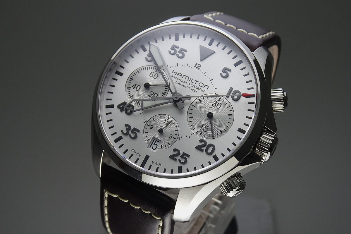 HAMILTON Khaki Aviation Pilot Auto Chrono H646660 27Jewels Automatic.