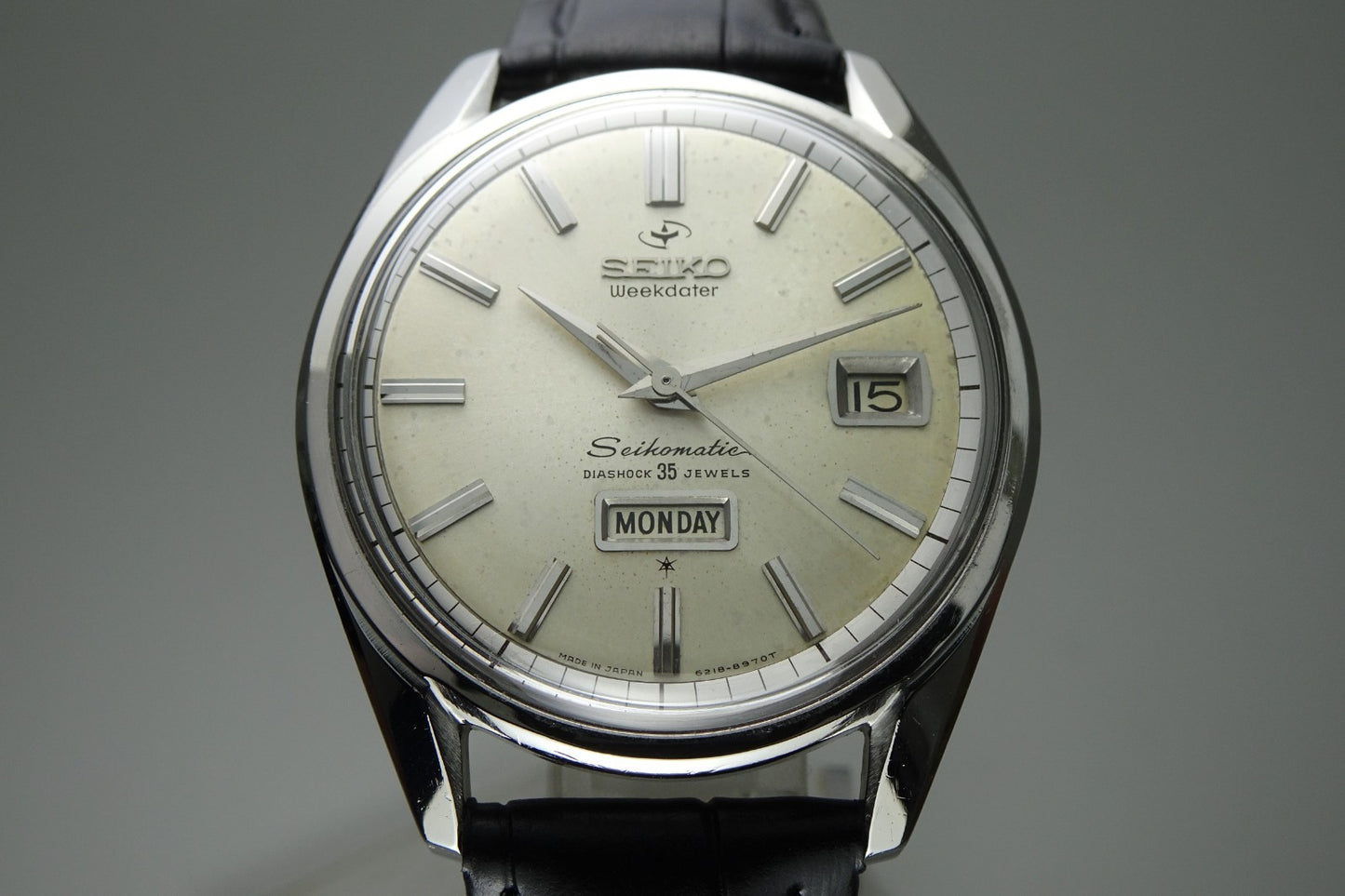 Vintage 1965 JAPAN SEIKO SEIKOMATIC WEEKDATER 6218-8970 35Jewels Automatic.