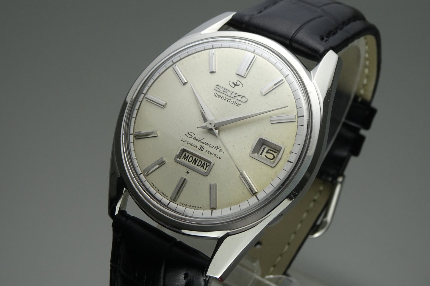 Vintage 1965 JAPAN SEIKO SEIKOMATIC WEEKDATER 6218-8970 35Jewels Automatic.