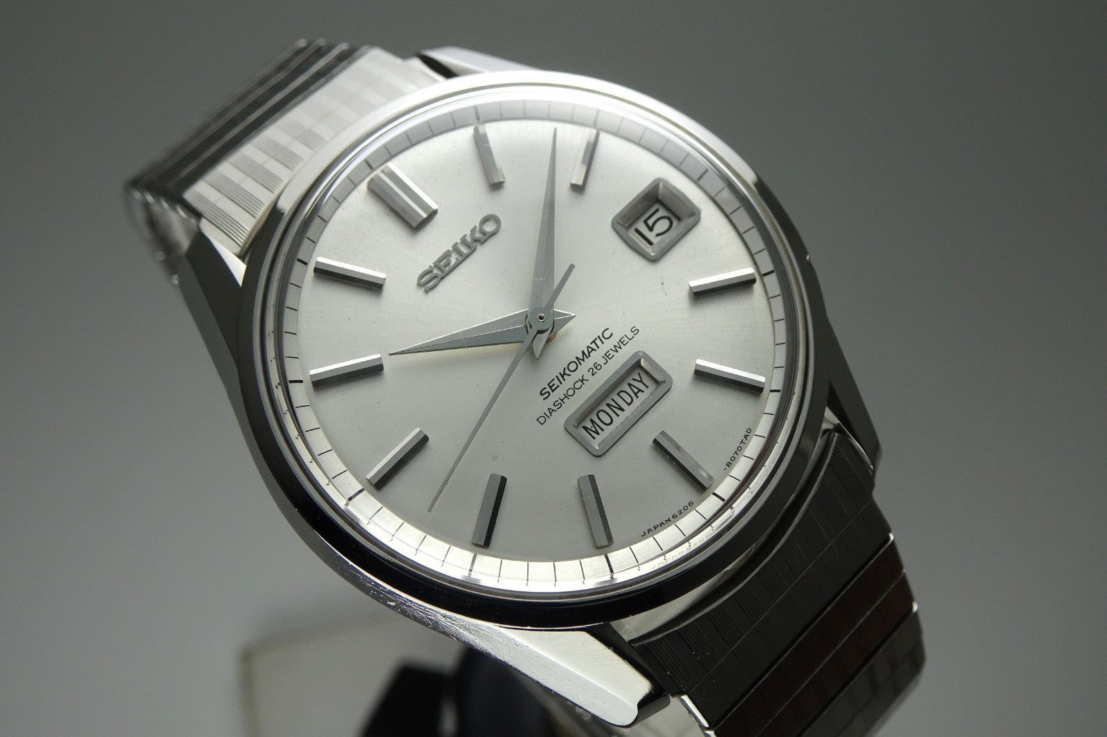Serviced Vintage 1965 JAPAN SEIKO SEIKOMATIC WEEKDATER 6206-8040 26J Automatic.