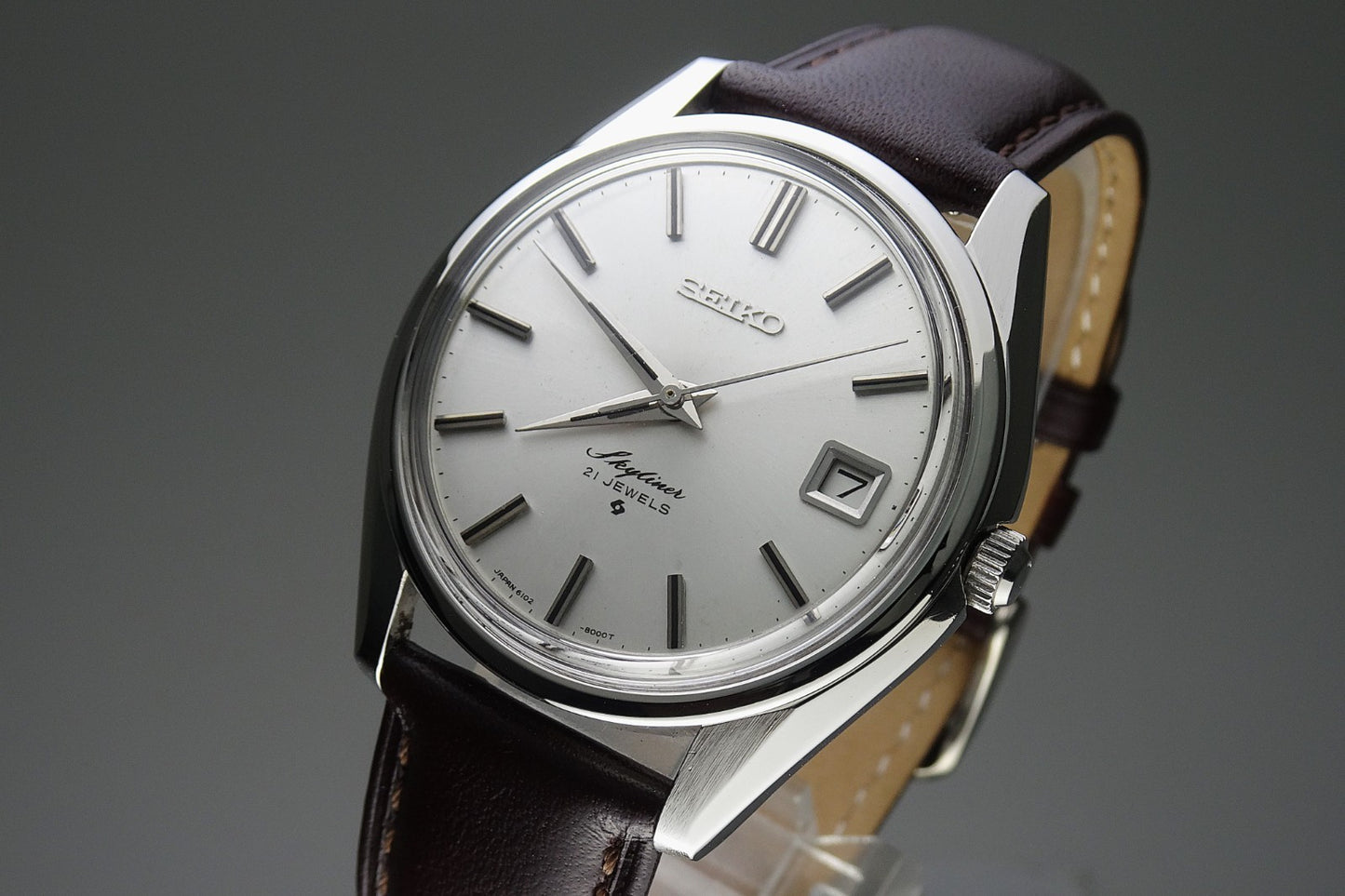 Vintage 1970 JAPAN SEIKO SKYLINER CALENDAR 6102-8000 21Jewels Hand-winding.