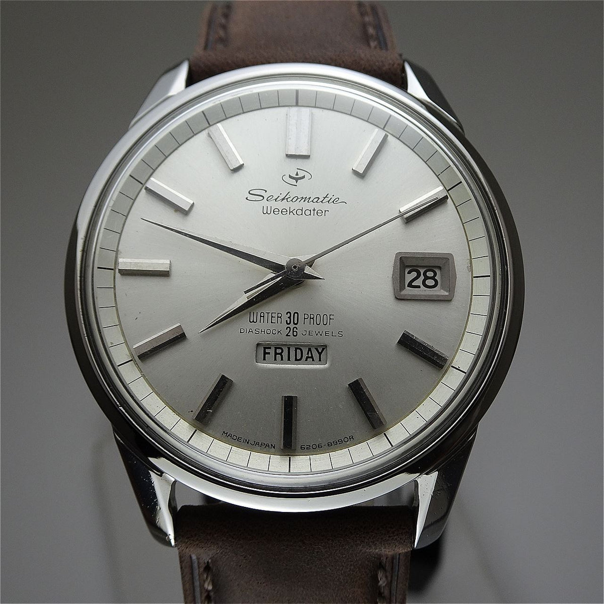 Vintage 1964 JAPAN SEIKO SEIKOMATIC WEEKDATER 6206-8990 26Jewels Automatic.